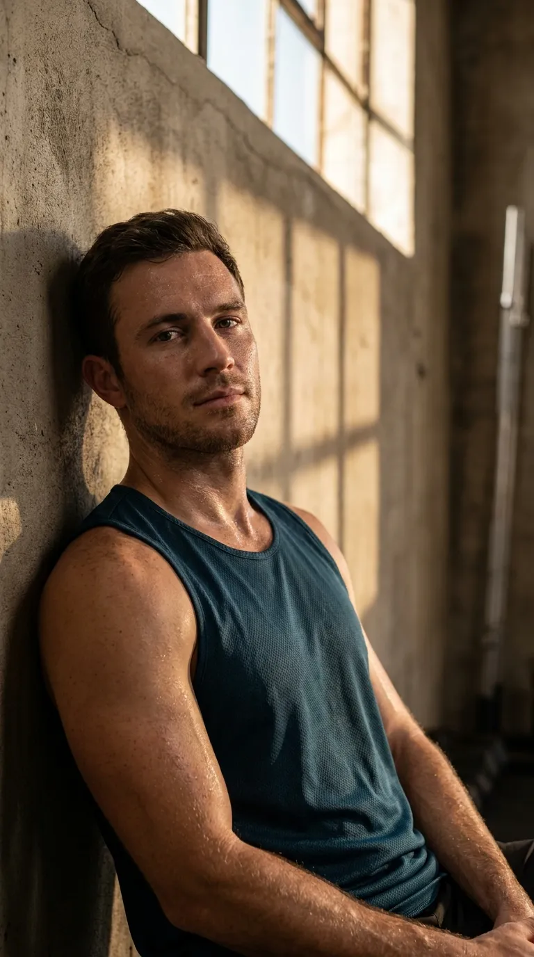 Athletic Post-Training Portrait against Concrete