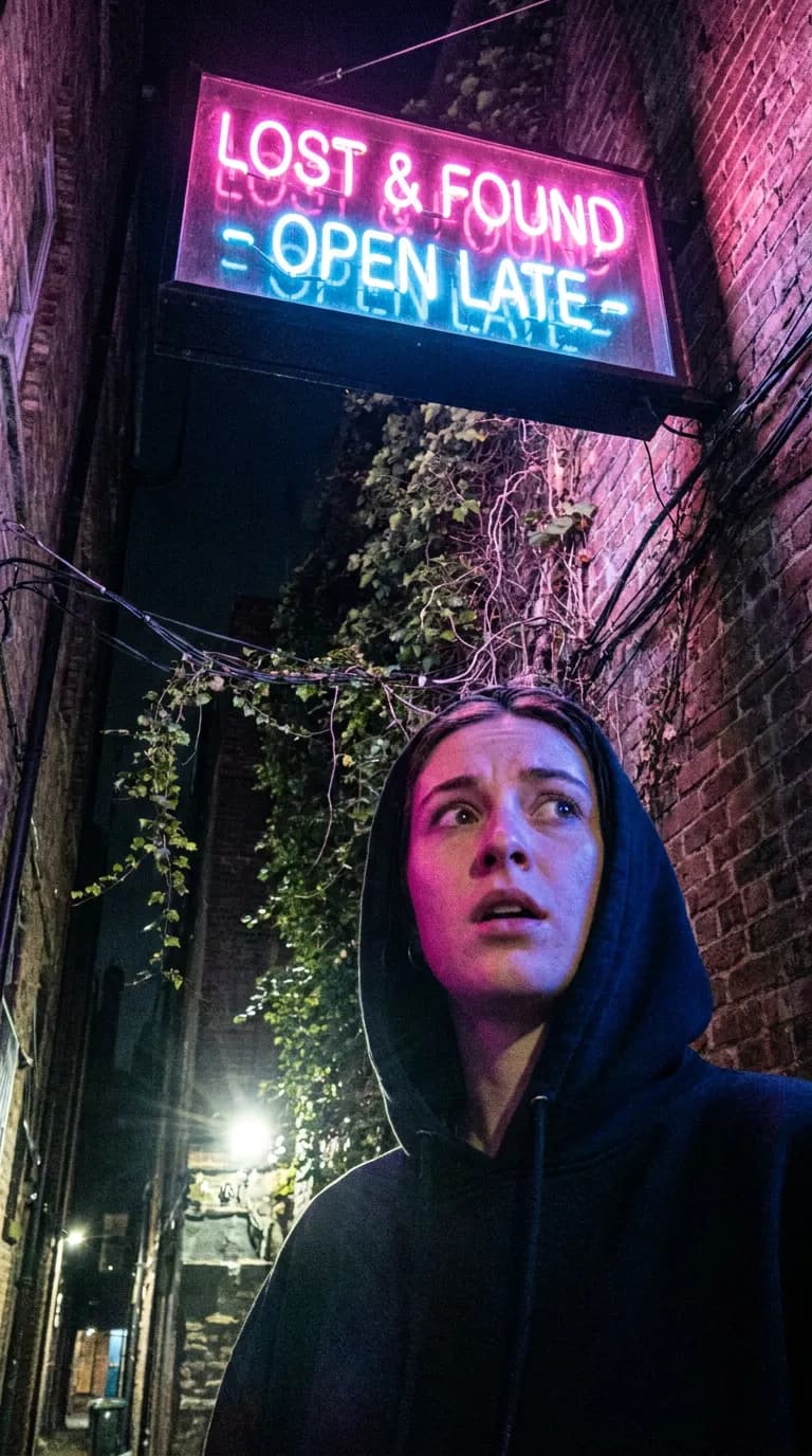 Candid Night Neon Alleyway Snapshot