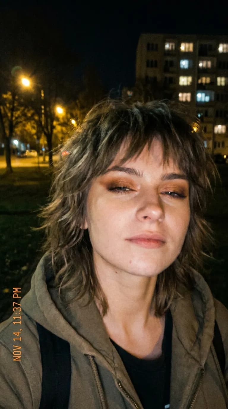 Casual Late-Night City Selfie