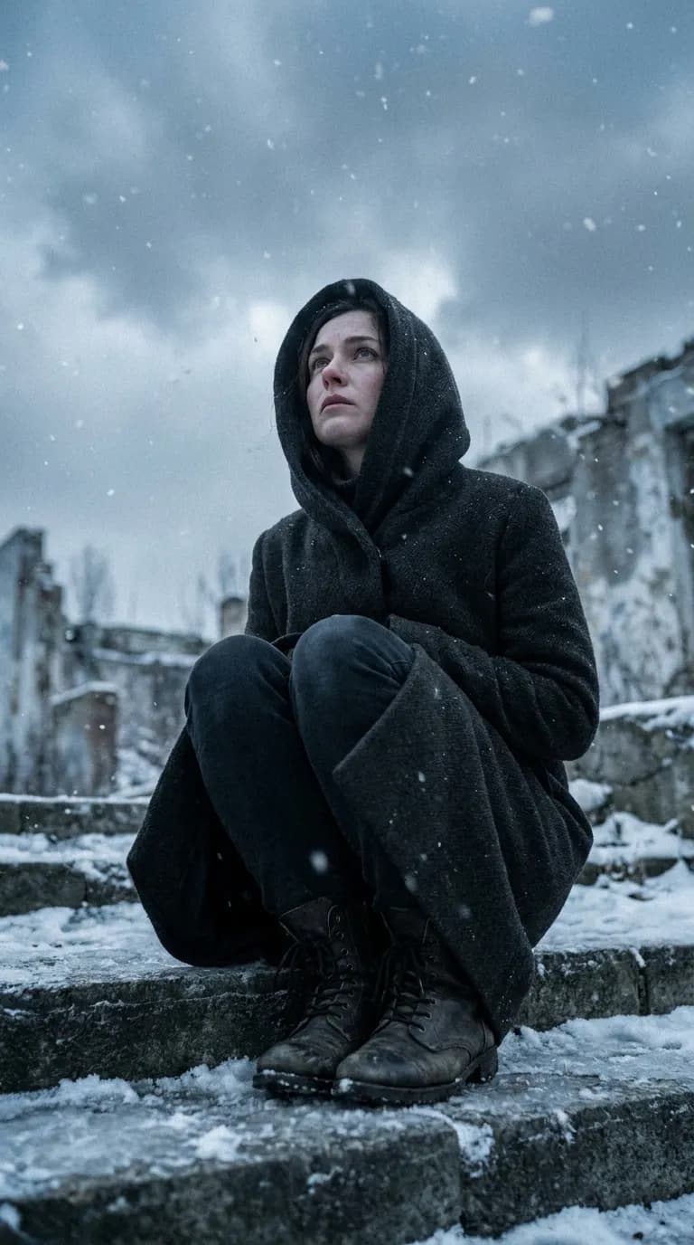 Cinematic Desolate Winter Solitude Portrait
