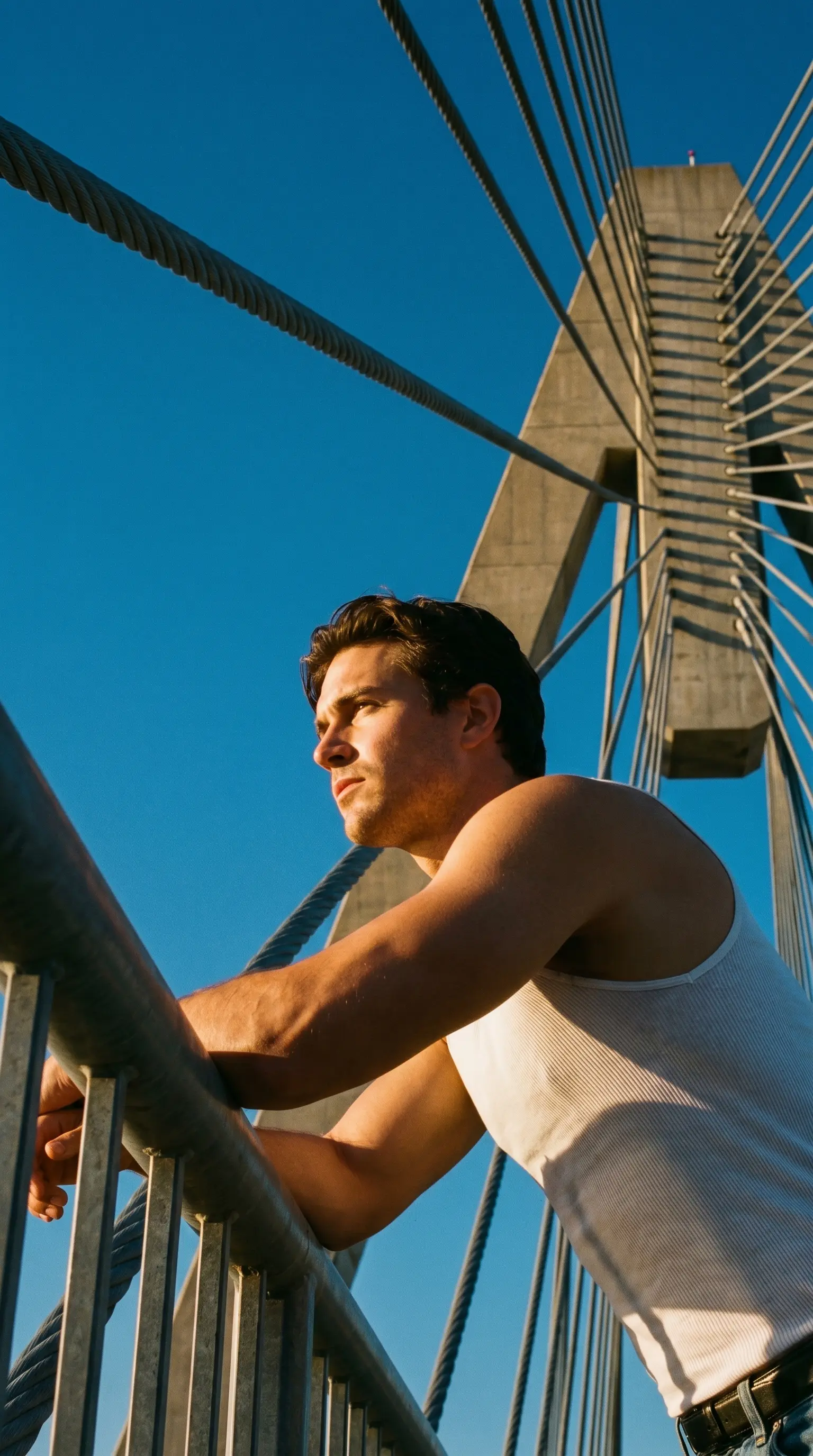 Cinematic Golden Hour Bridge Portrait