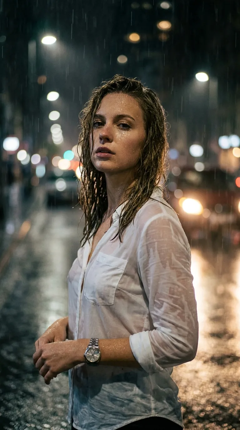 Cinematic Rainy Night Portrait