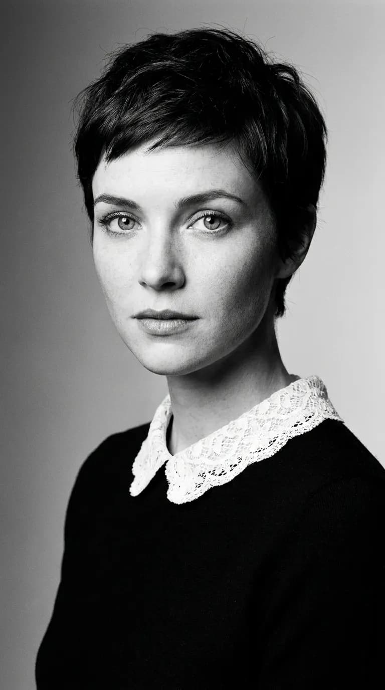 Classic Monochrome Lace Collar Portrait