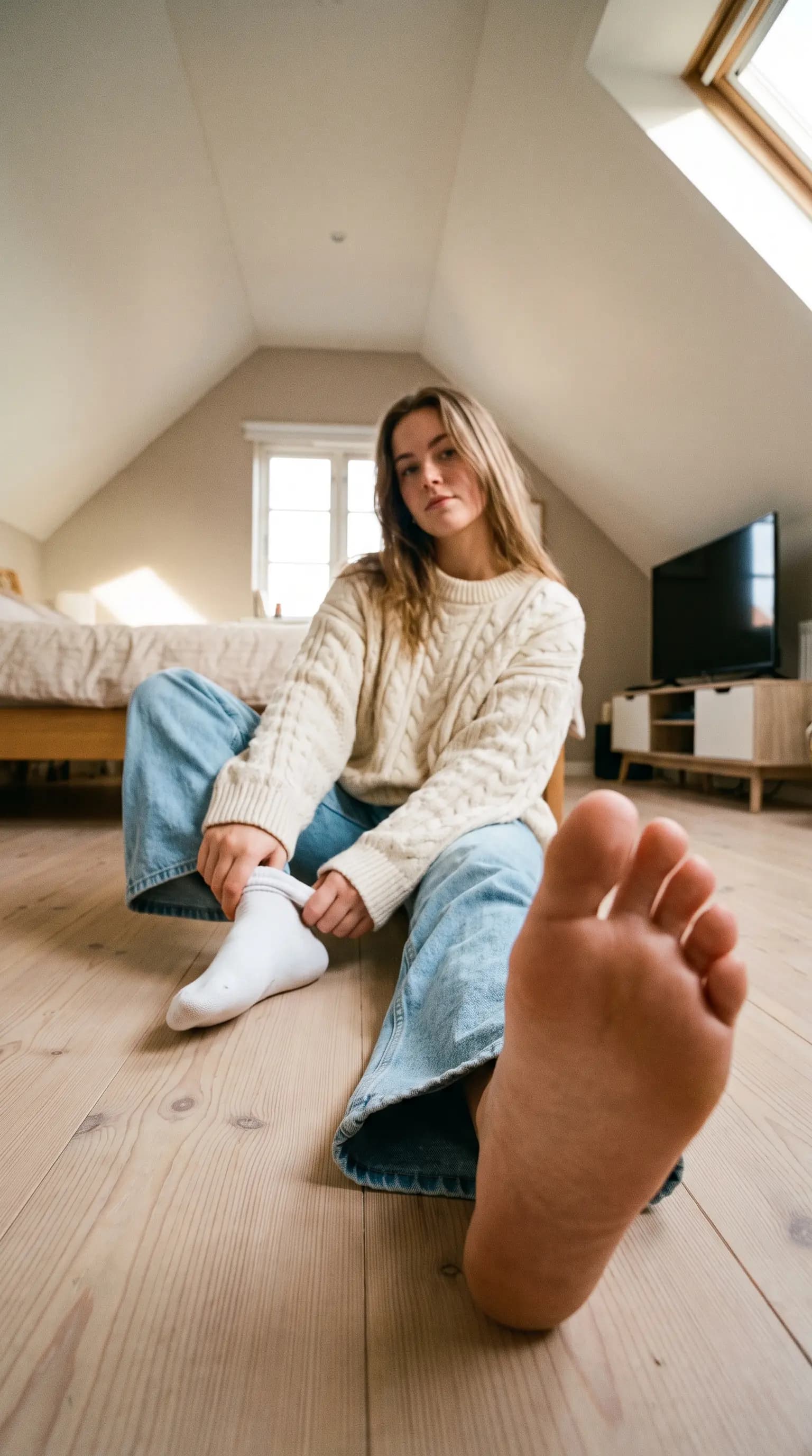 Cozy Wide-Angle Attic Room Portrait