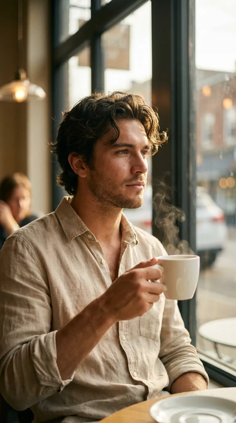 Golden Hour Cafe Coffee Portrait