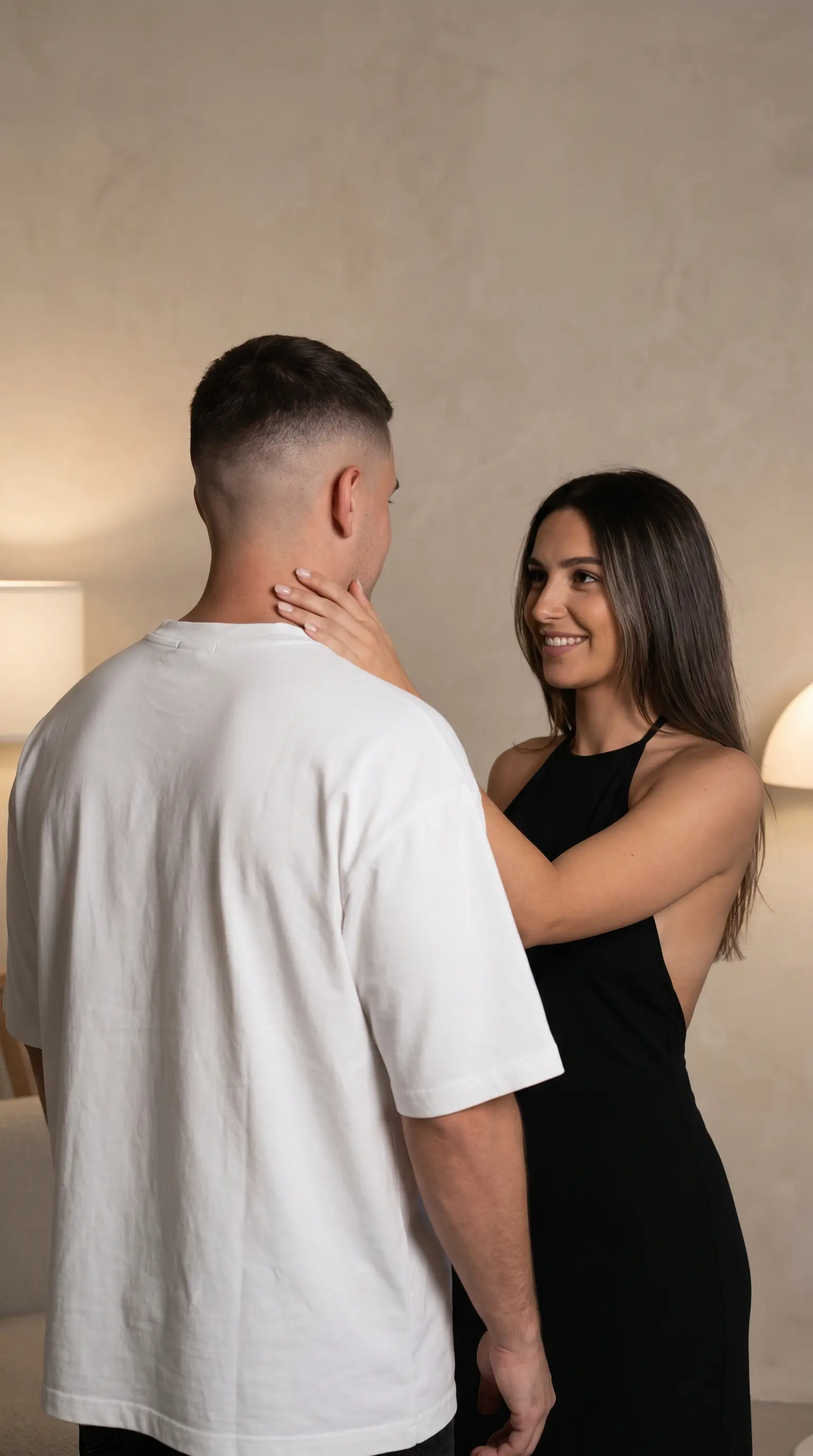 Intimate Candid Couple Portrait - Minimalist Studio Session