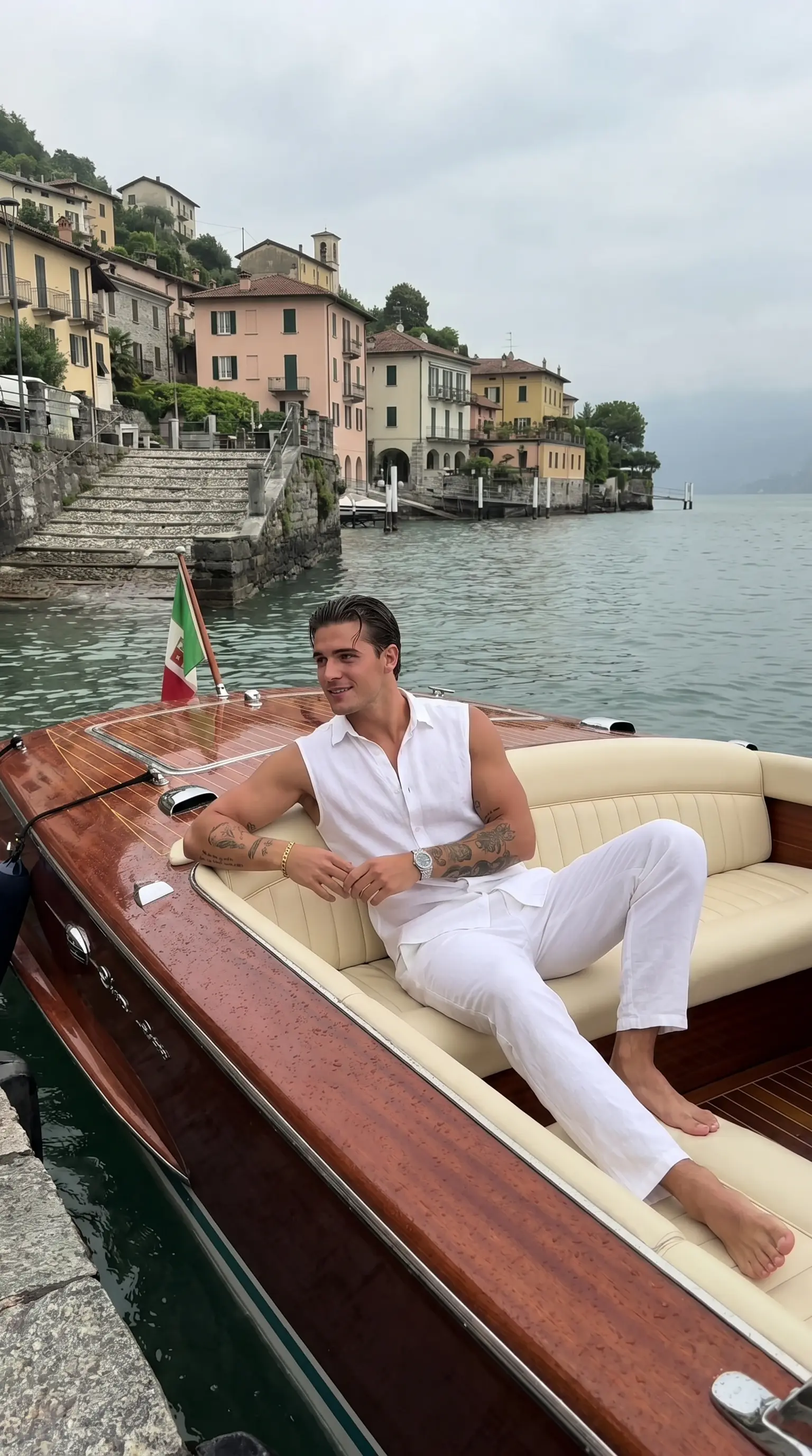 Luxury Lakeside Boat Lifestyle Portrait