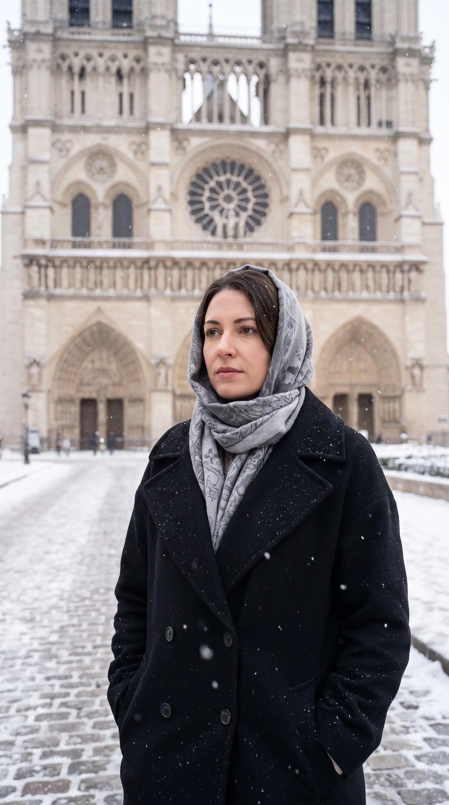 Parisian Winter Elegance at Notre-Dame