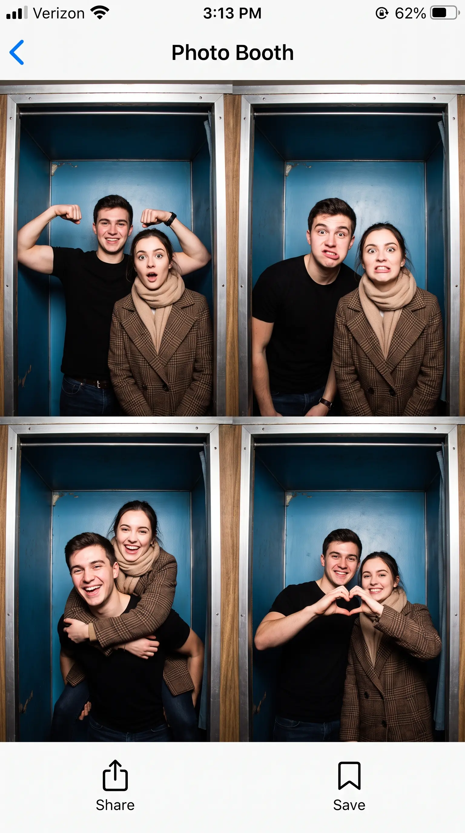 Playful Couple Blue Photobooth Collage