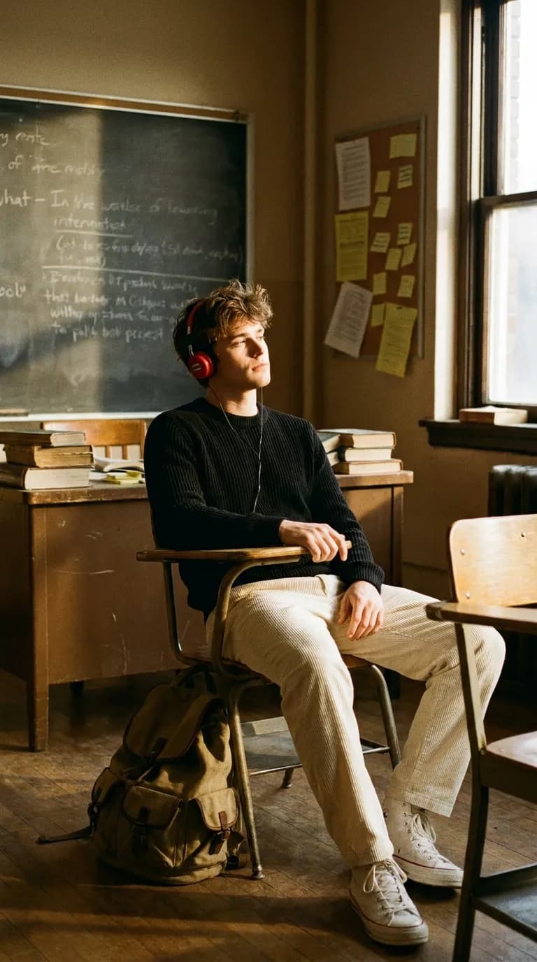 Retro Classroom Nostalgic Male Portrait