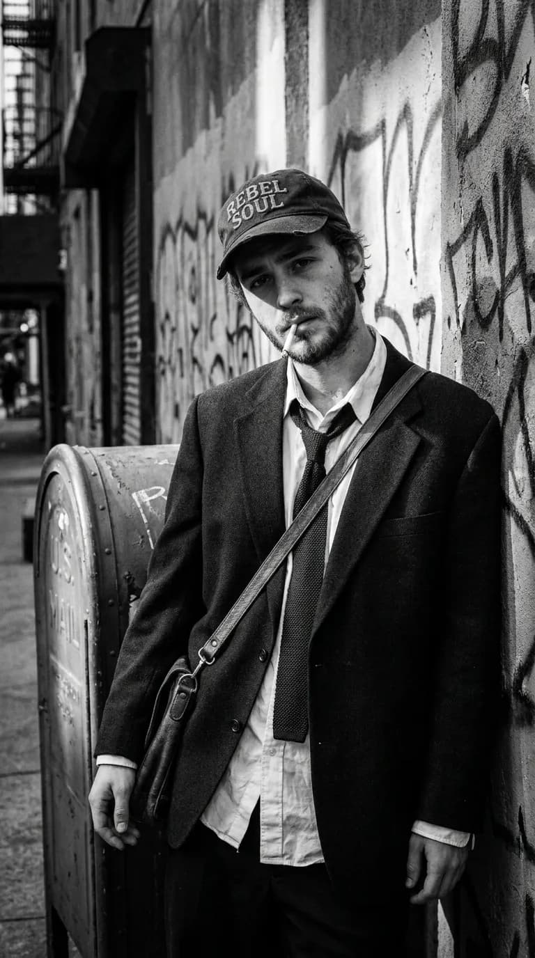 Retro Noir Male Street Fashion Portrait