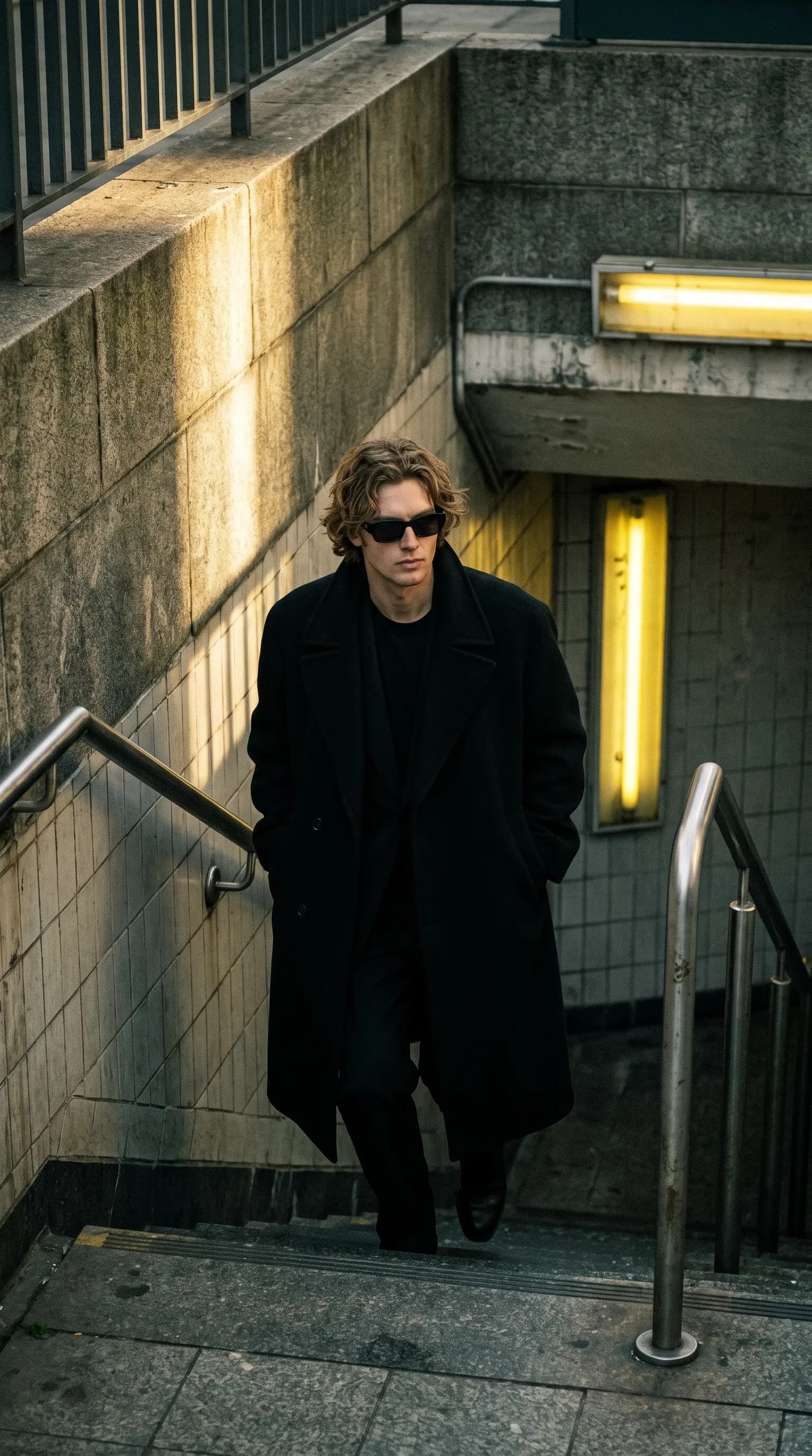 Urban Edge Men's Long Black Coat Street Style